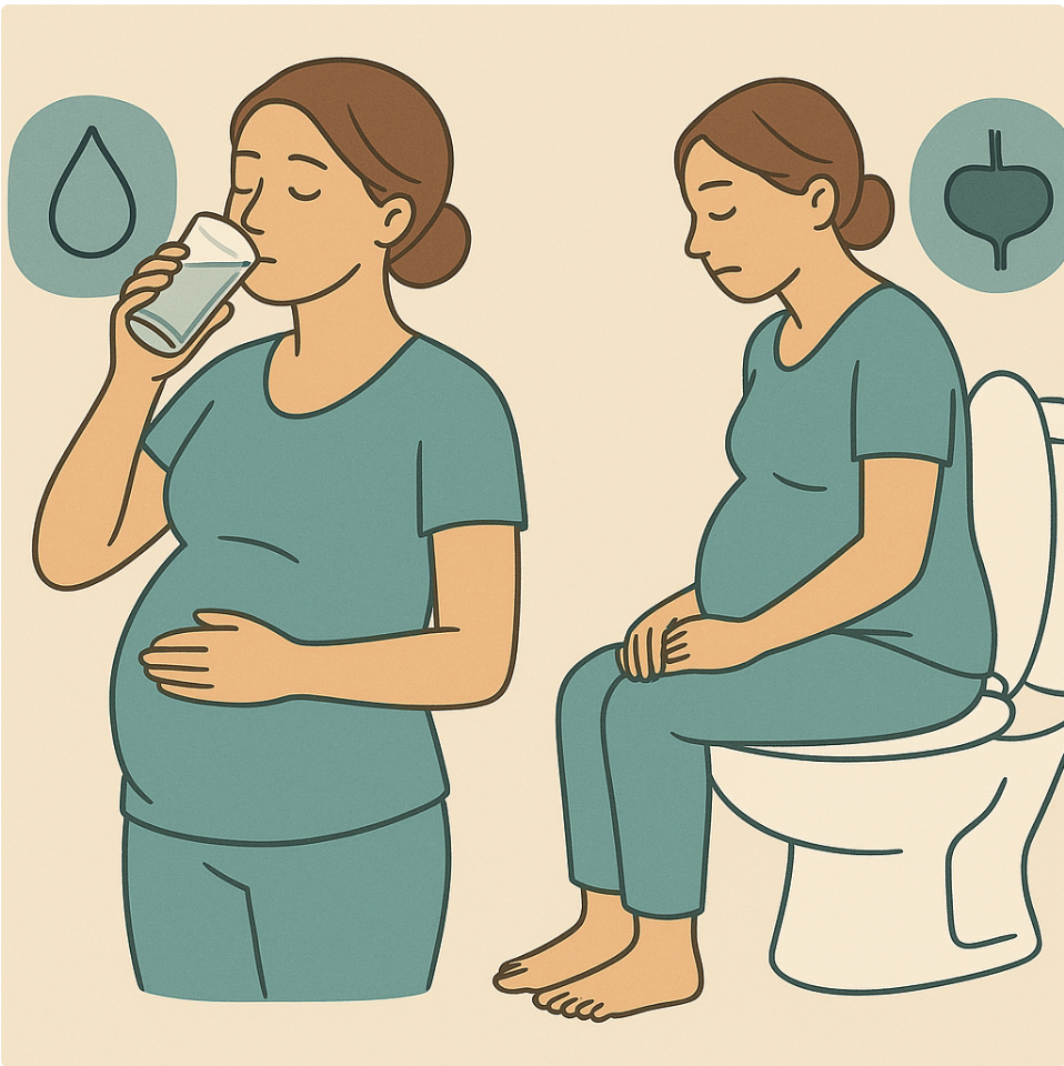 임신 중 물마시고 배뇨 관련 사진