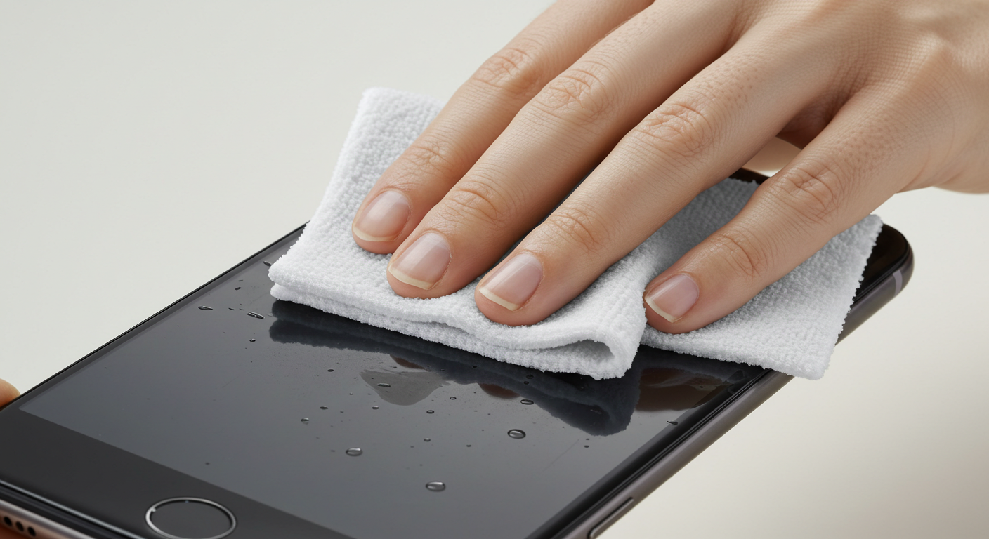 마른 천의 깨끗한 면으로 남은 물기와 자국을 닦아내기