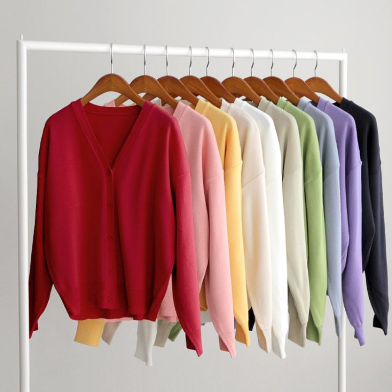 레인보우 비비드 컬러 루즈핏 브이넥 여자 간절기 가디건 여성 봄 가디건