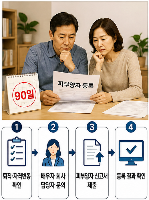 퇴직 후 배우자 건강보험 피부양자 등록 순서와 90일 확인 과정