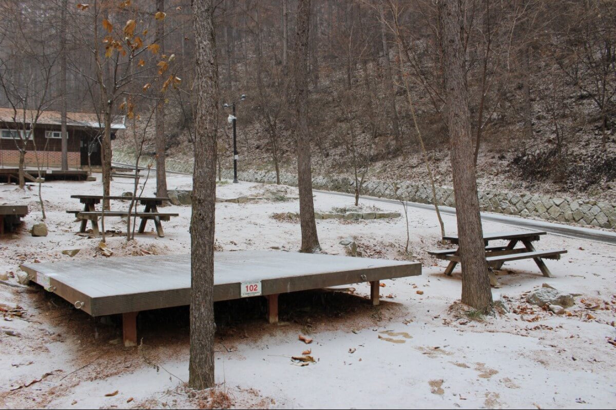 용화산자연휴양림 야영데크 사진
