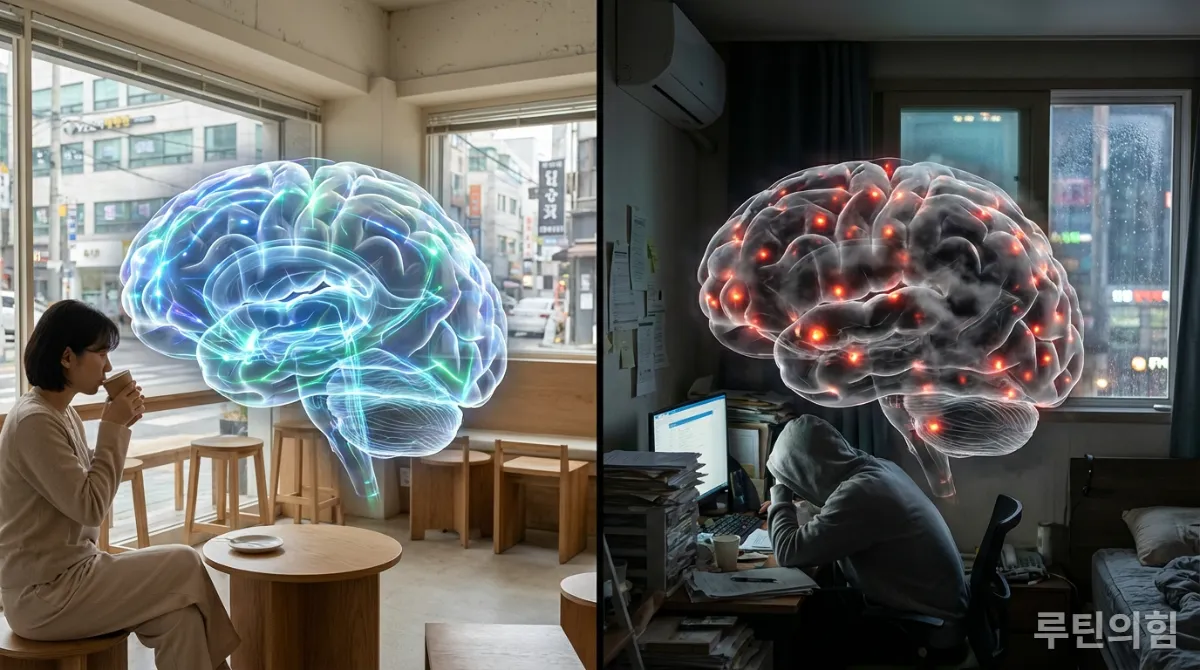 수면 중 뇌의 활발한 활동을 시각적으로 나타낸 이미지