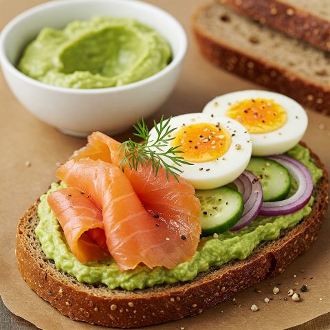 훈제 연어 오픈 샌드위치