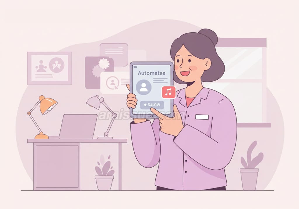 실손보험 청구 간소화 시스템을 의인화한 캐릭터가 자동화된 청구 처리 화면을 보여주는 일러스트. 친근하고 효율적인 이미지입니다.