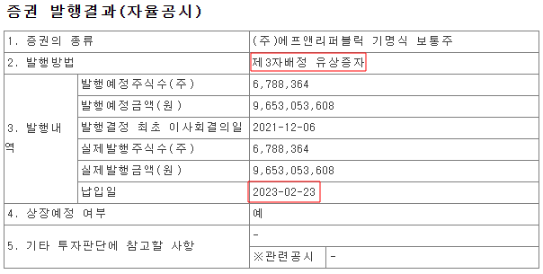 에프앤리퍼블릭 최대주주 변경 공시