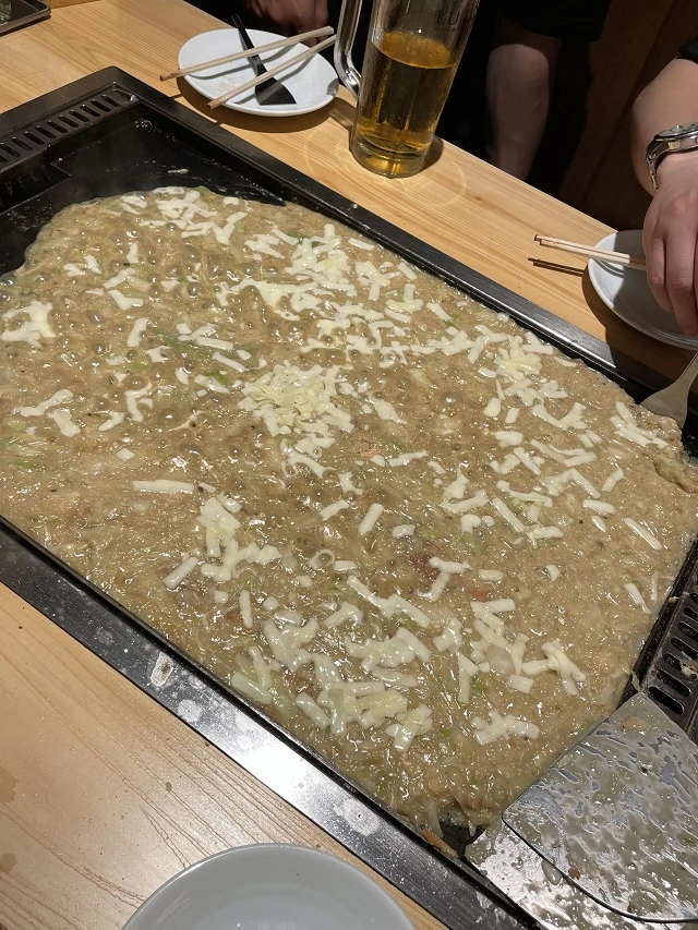 명란&amp;치즈 몬자야키 조리 과정 3