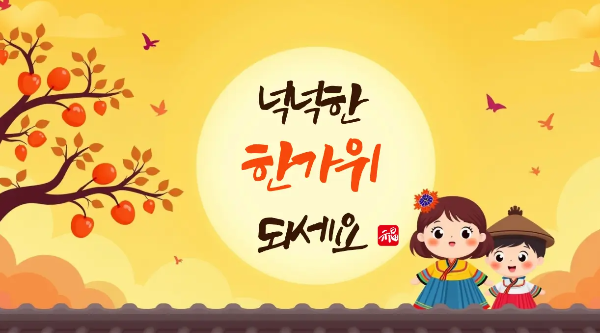 감-한복-아이들-추석-인사말