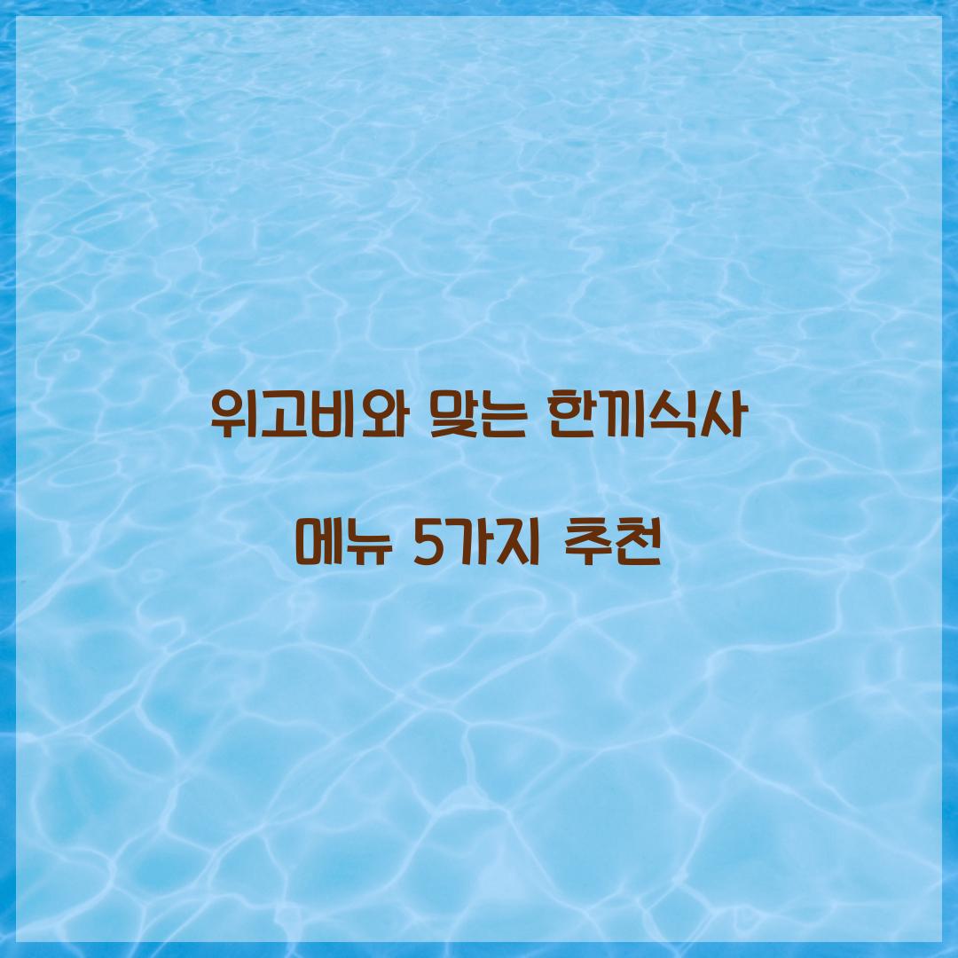 위고비와 맞는 한끼식사 메뉴