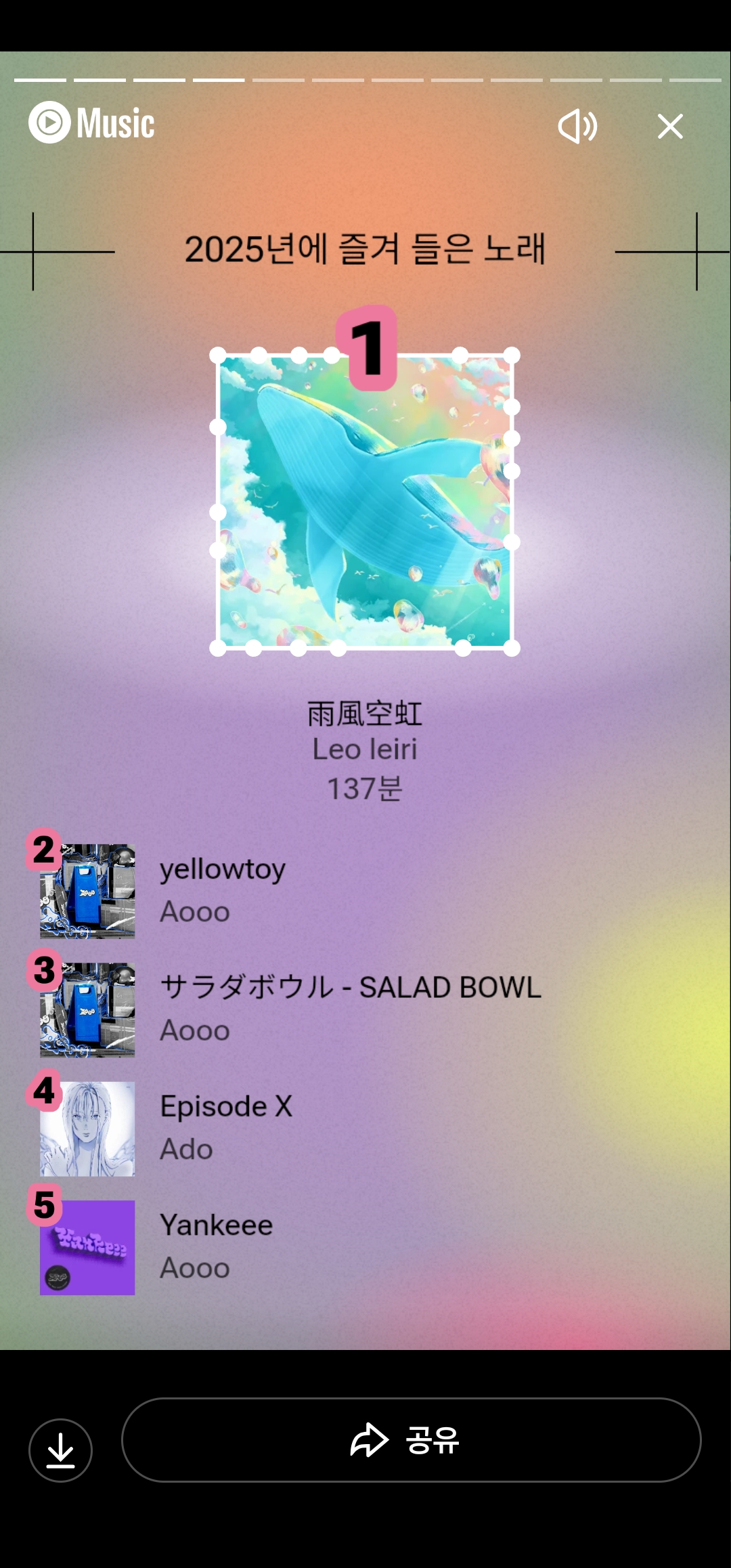 유튜브 뮤직 RECAP 확인 즐겨 듣는 노래