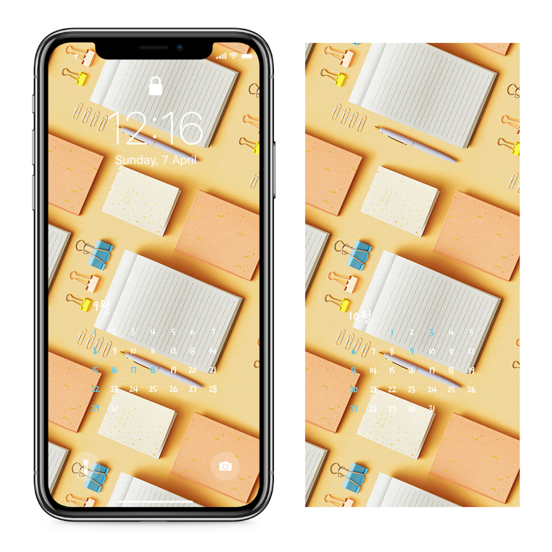 06 펜 클립 줄노트 대각선 AB - 2024년9월 아이폰달력배경화면