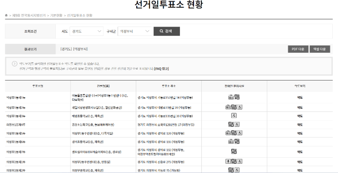 지방선거 의정부 본 투표소 찾아보기