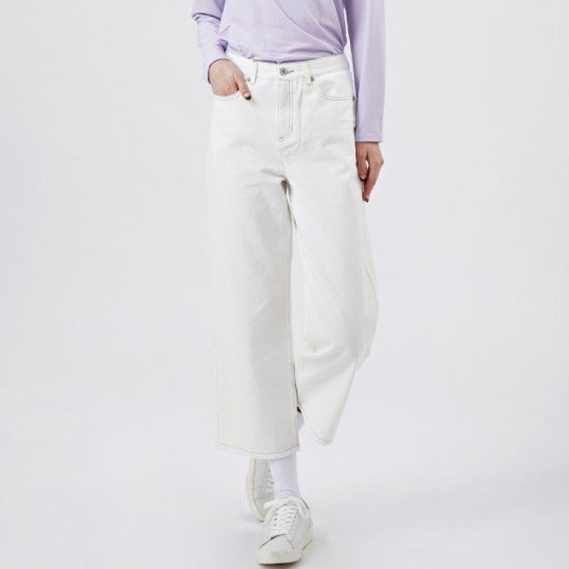 체이스컬트 체이스플러스 여성 8부와이드 화이트데님 팬츠 AARG2358B