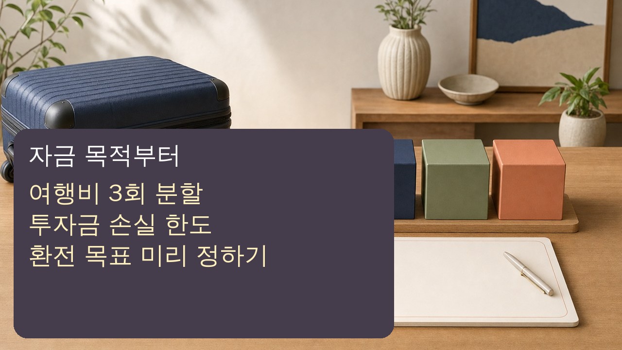 엔화 여행자금과 투자자금을 나누어 분할환전하고 목표환율을 정하는 이미지