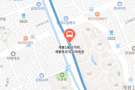 개봉1동사거리.개봉푸르지오아파트에서 인천공항 리무진 공항버스(6014번) 지도 위치