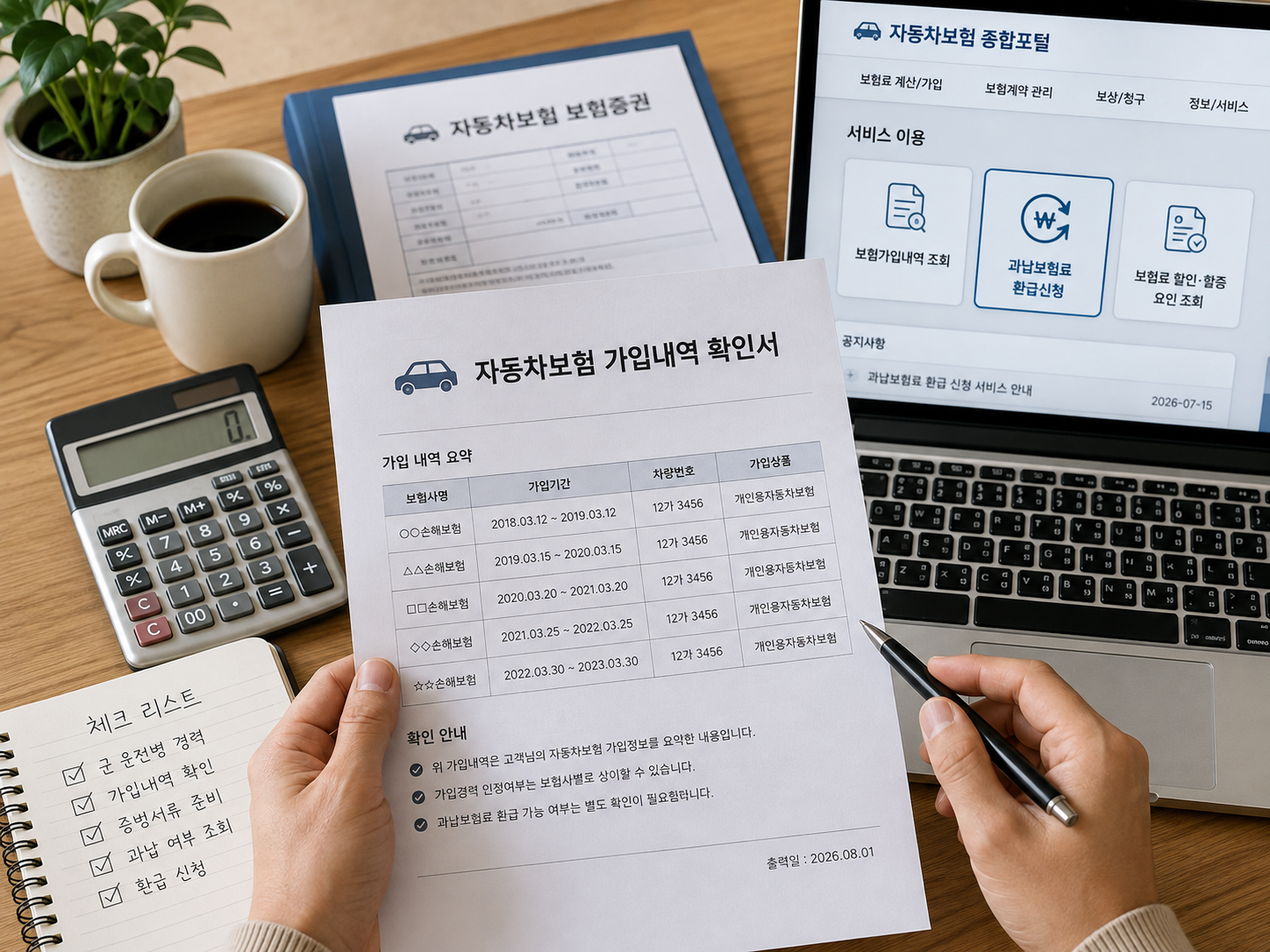 자동차보험 가입내역 확인 업무 공간
