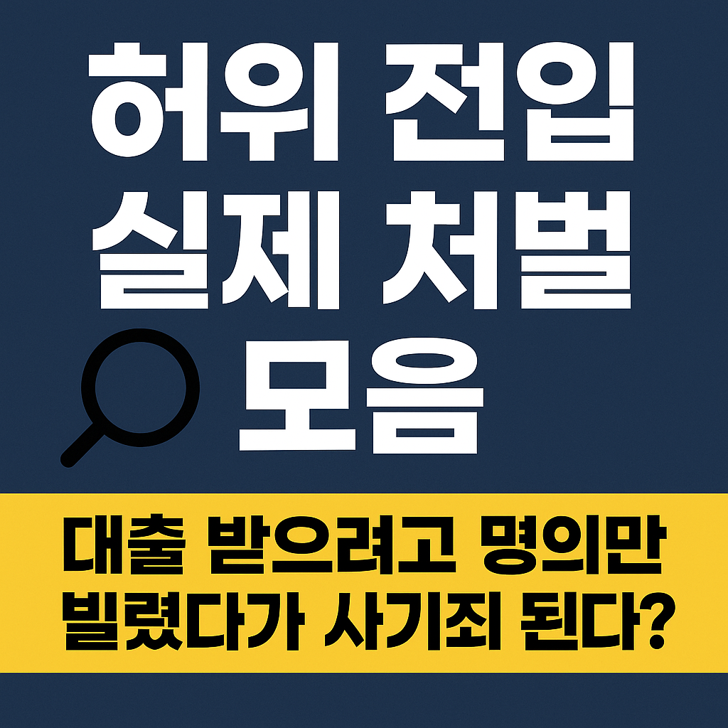 🔍 허위 전입 실제 처벌 사례 모음 &ndash; 명의만 빌려도 사기죄?