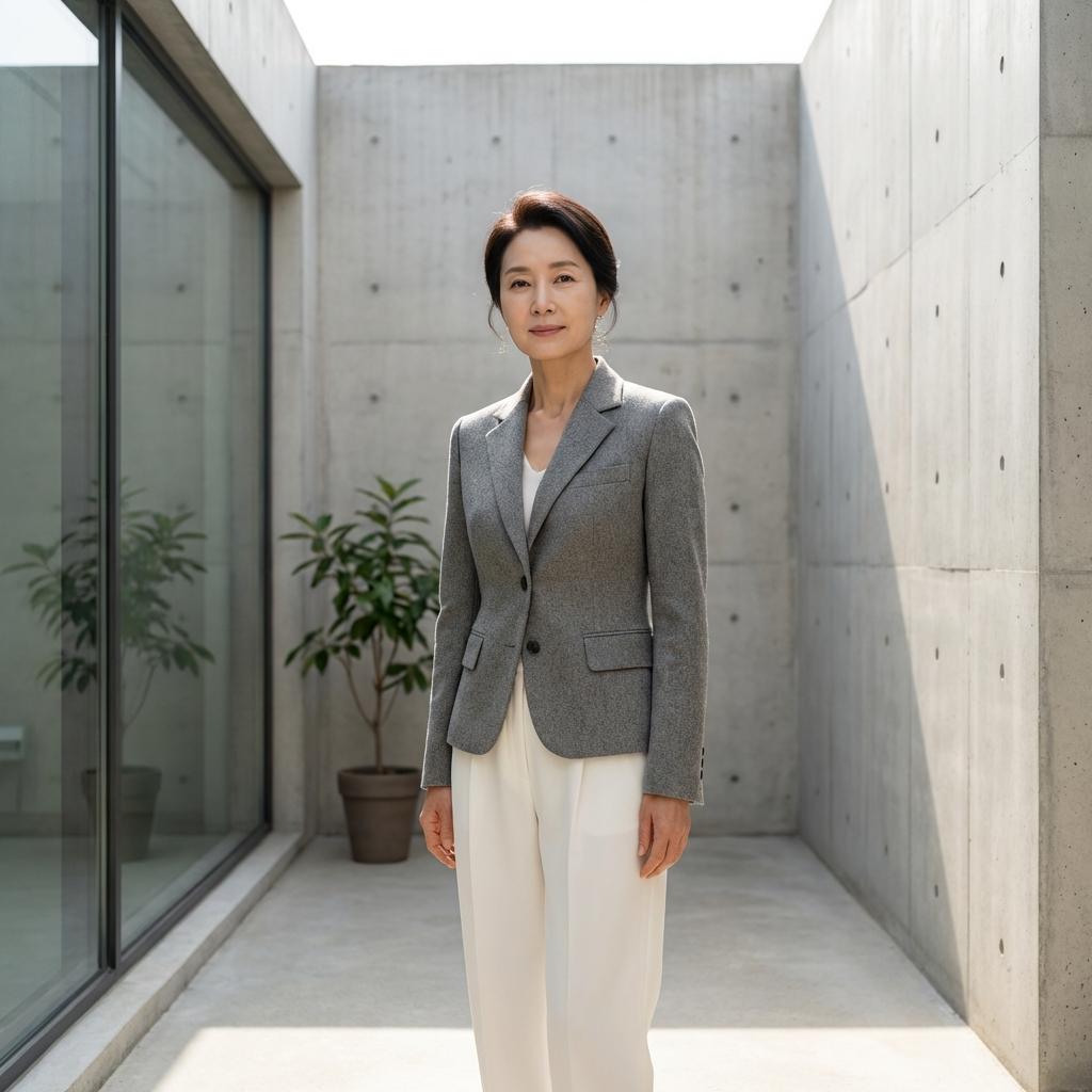 50대 하체 비만 탈출하는 화이트 팬츠 선택 가이드