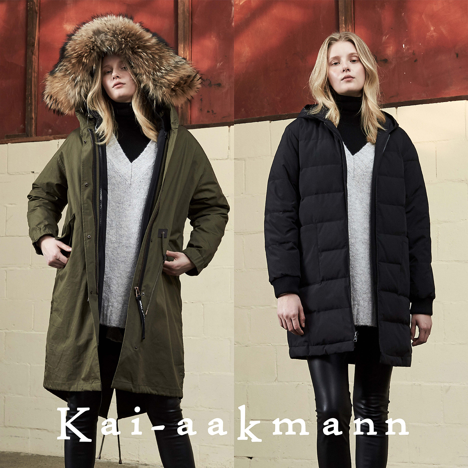 카이아크만 100mm라쿤 레플리카 야상코트 + 구스다운코트 여성