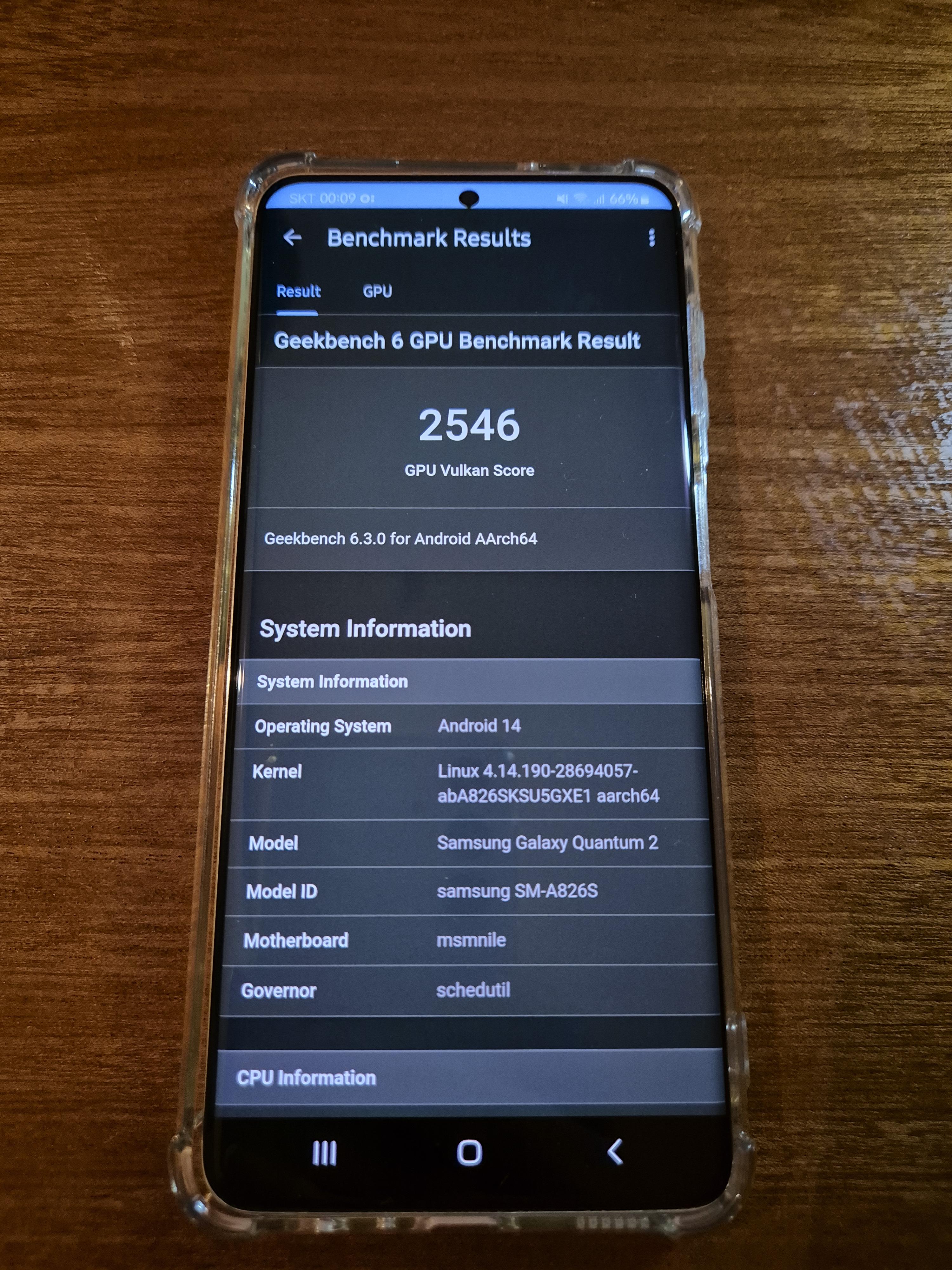 갤럭시 퀀텀2 긱벤치6 GPU 점수 VULKAN