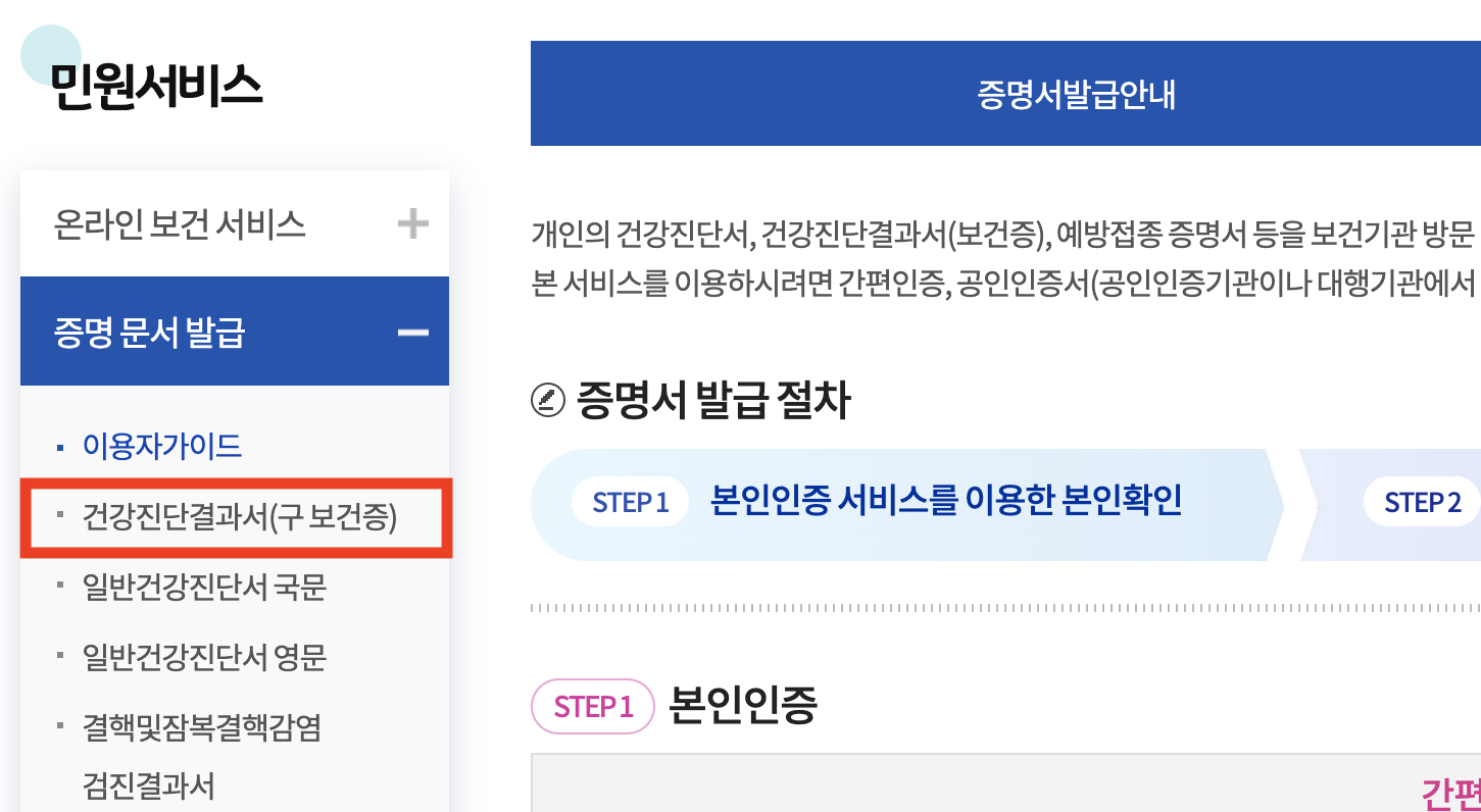 보건증 인터넷발급