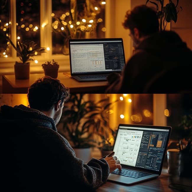 AI와 인간 글쓰기의 차이를 비교하는 시각화 이미지