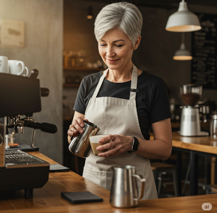 바리스타 일을 하고 있는데 60대 중년의 여성