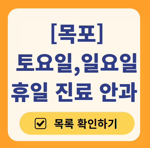목포 토요일 일요일 문 여는 안과 목록 ❘ 주말, 공휴일 진료 영업 병원 찾기