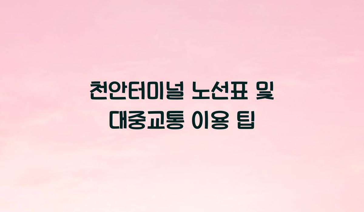 천안터미널 노선표