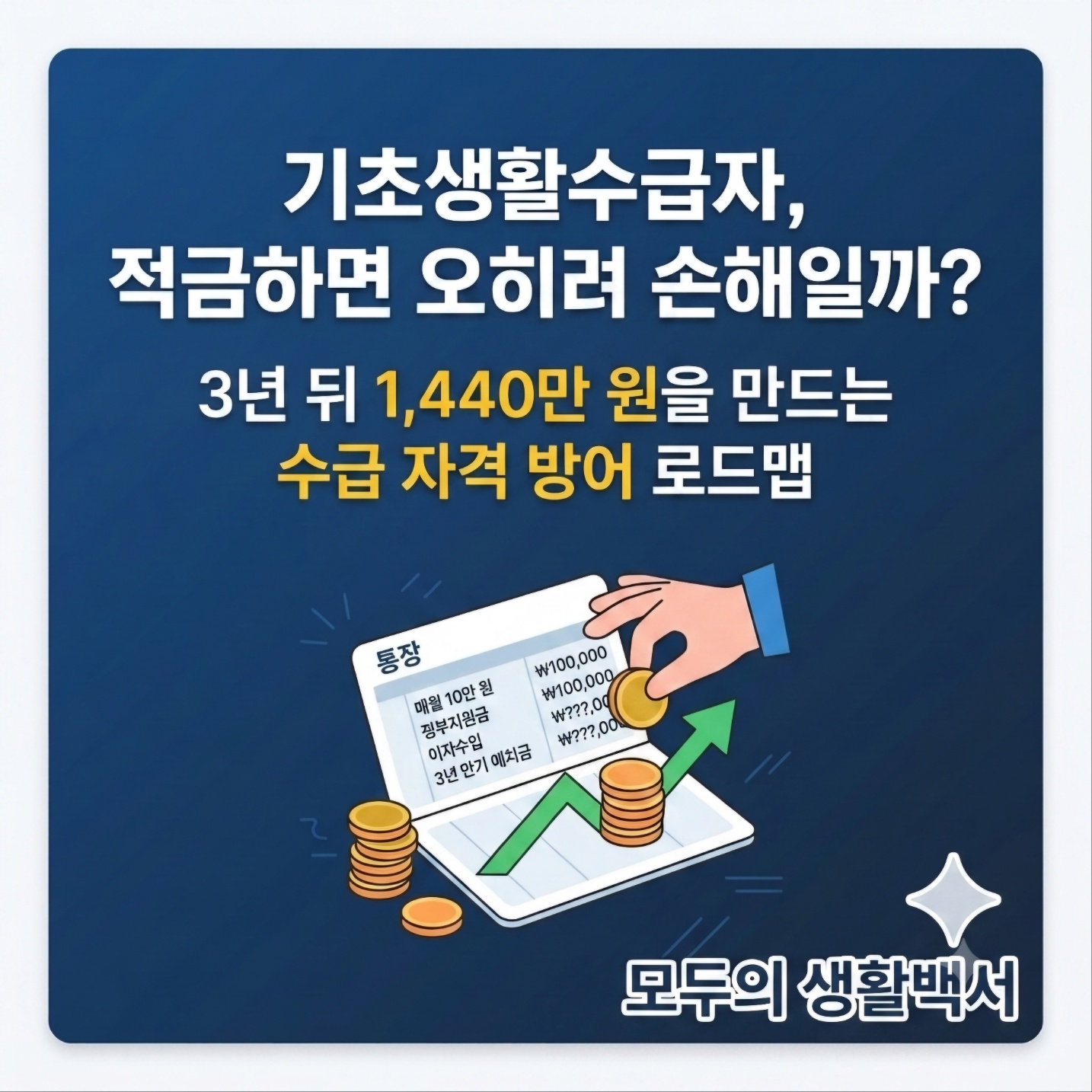 기초생활수급자 적금 가입 시 수급 자격 유지와 1,440만 원 목돈 마련을 위한 자산관리 로드맵 표지 이미지