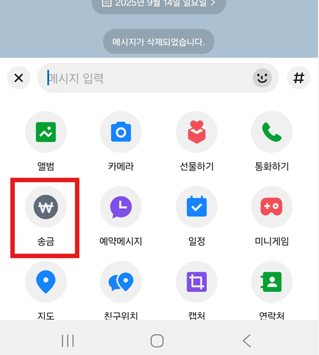 방법 2: 송금 메뉴 선택하기