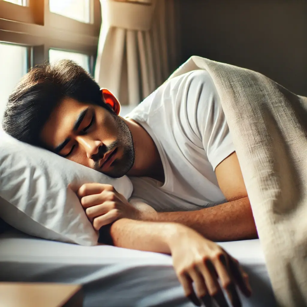 아침에 기운 없이 침대에서 일어나기 힘들어하는 사람, 저에너지 표현