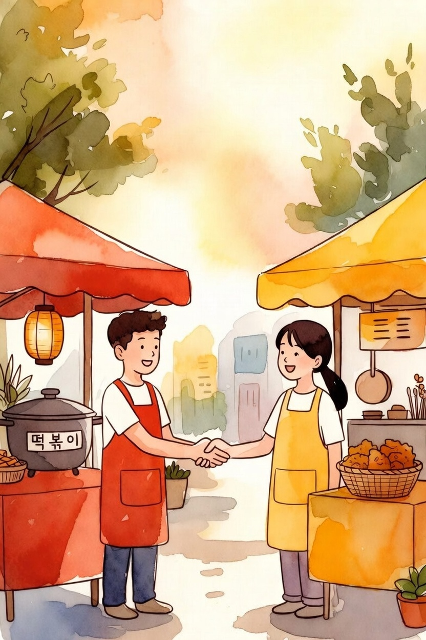 두 기업이 합병을 논의하는 장면 &ndash; M&amp;A 기업인수합병 생활속경영전략