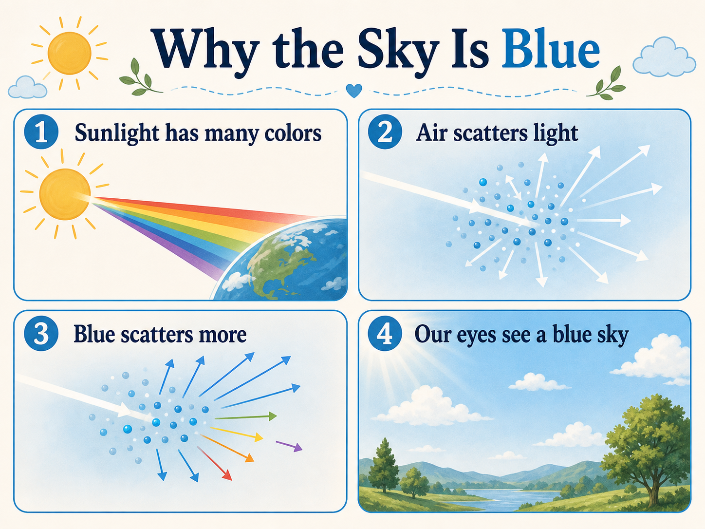 Infographic explaining why the sky is blue