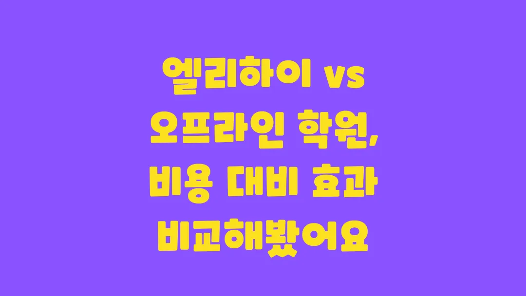 엘리하이 vs 오프라인 학원 비용 대비 효과 비교해봤어요