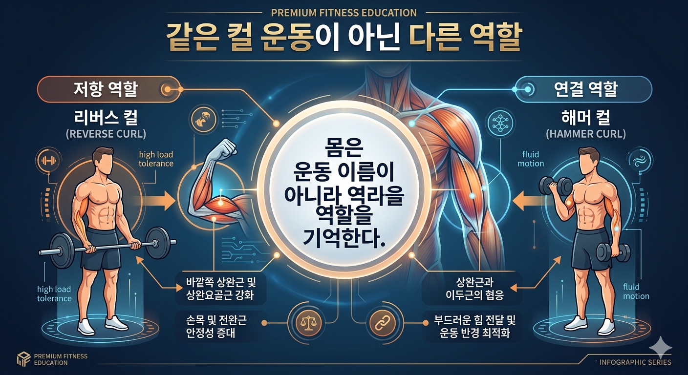 같은 컬 운동이 아닌 다른 역할