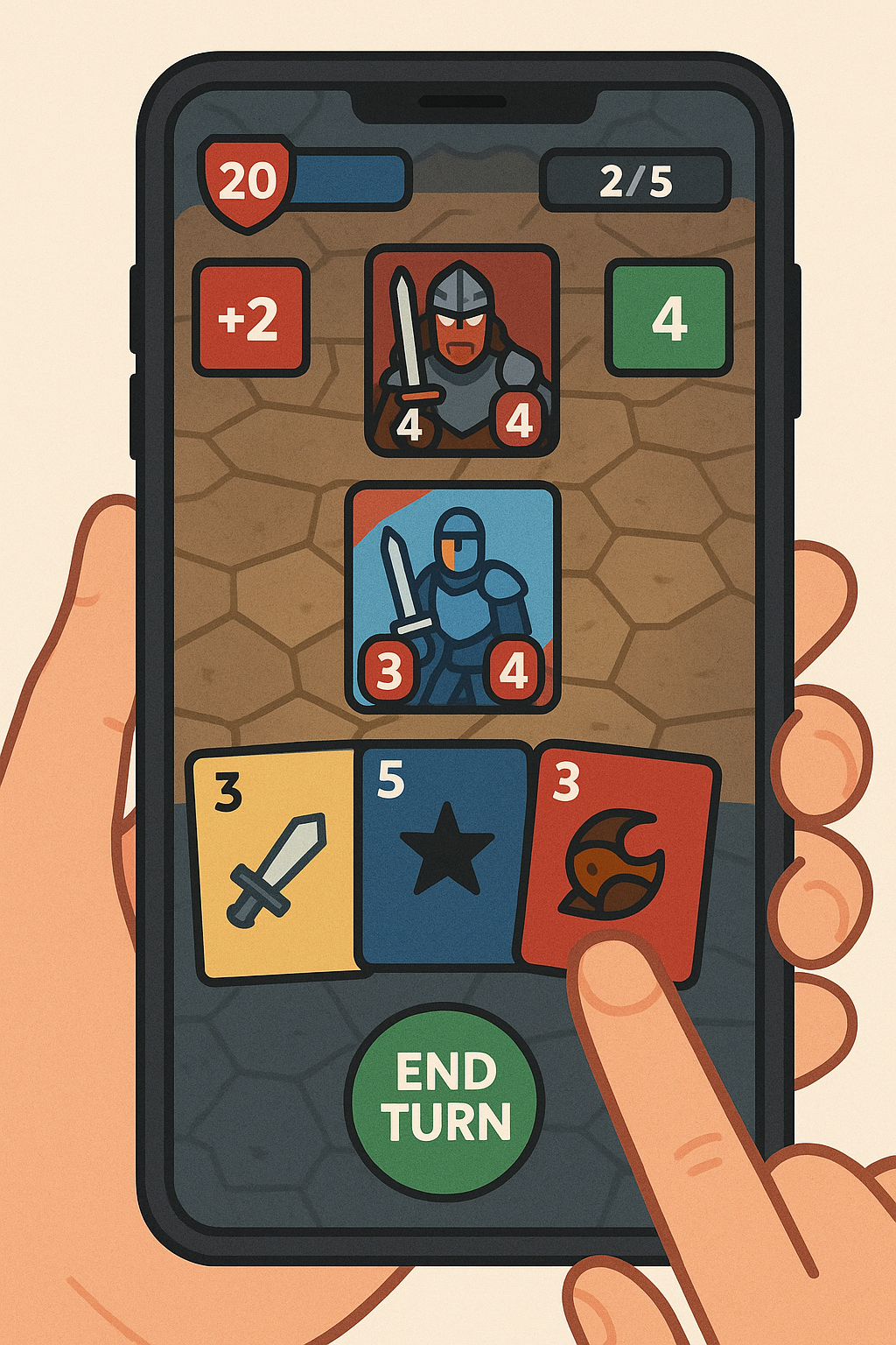 모바일 카드게임 전략 플레이 화면