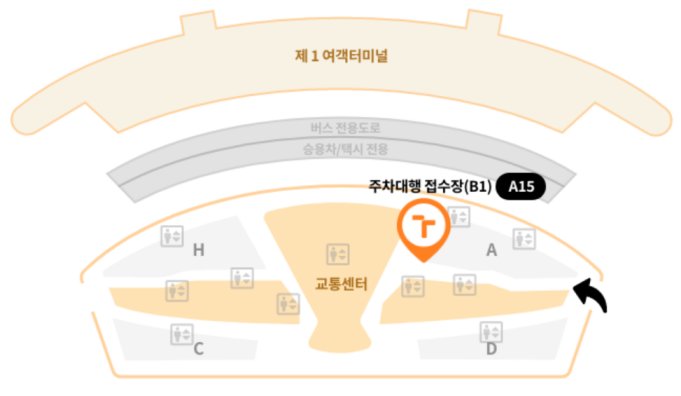 제1여객 터미널 주차대행 접수장 안내도