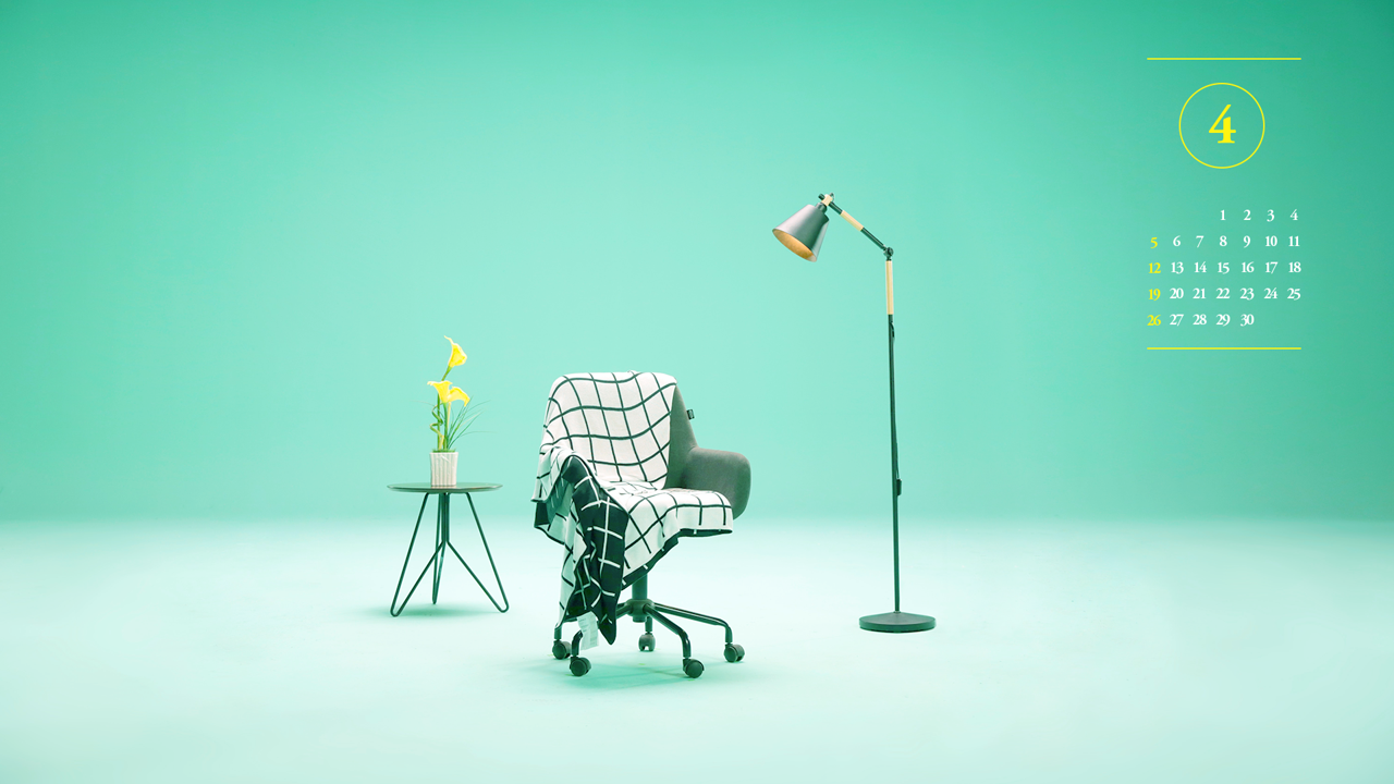 11 민트색 스튜디오 A - 2026년4월 달력배경화면