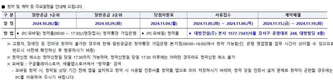 판교 산운마을 9단지 대방노블랜드 10월 28일 청약 잔여 세대 청약