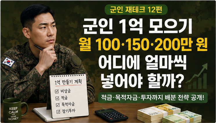 [12편] 군인 1억 모으기｜월 100만 원 150만 원 200만 원, 어디에 얼마씩 넣어야 할까?