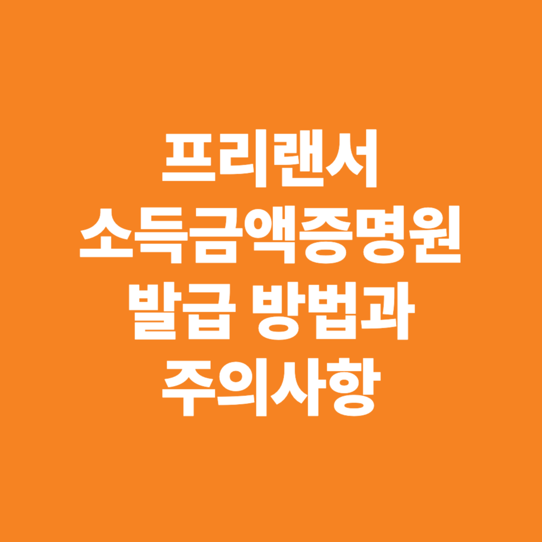 프리랜서 소득금액증명원 발급 방법과 주의사항