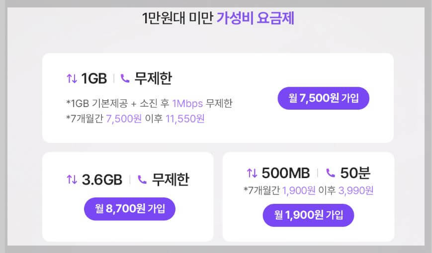 1만원대 실속 요금제