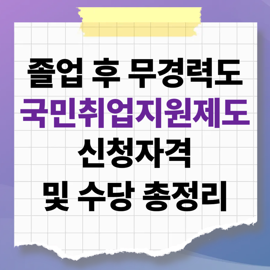 졸업 후 무경력도 월 50만원! '국민취업지원제도' 신청자격 및 수당 총정리