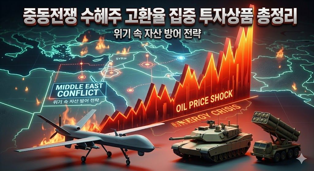 지도가 펼쳐진 배경 위에 가파르게 상승하는 국제 유가 그래프와 현대적인 군사 장비가 배치되어 전쟁과 에너지 시장의 밀접한 관계를 시각적으로 강조