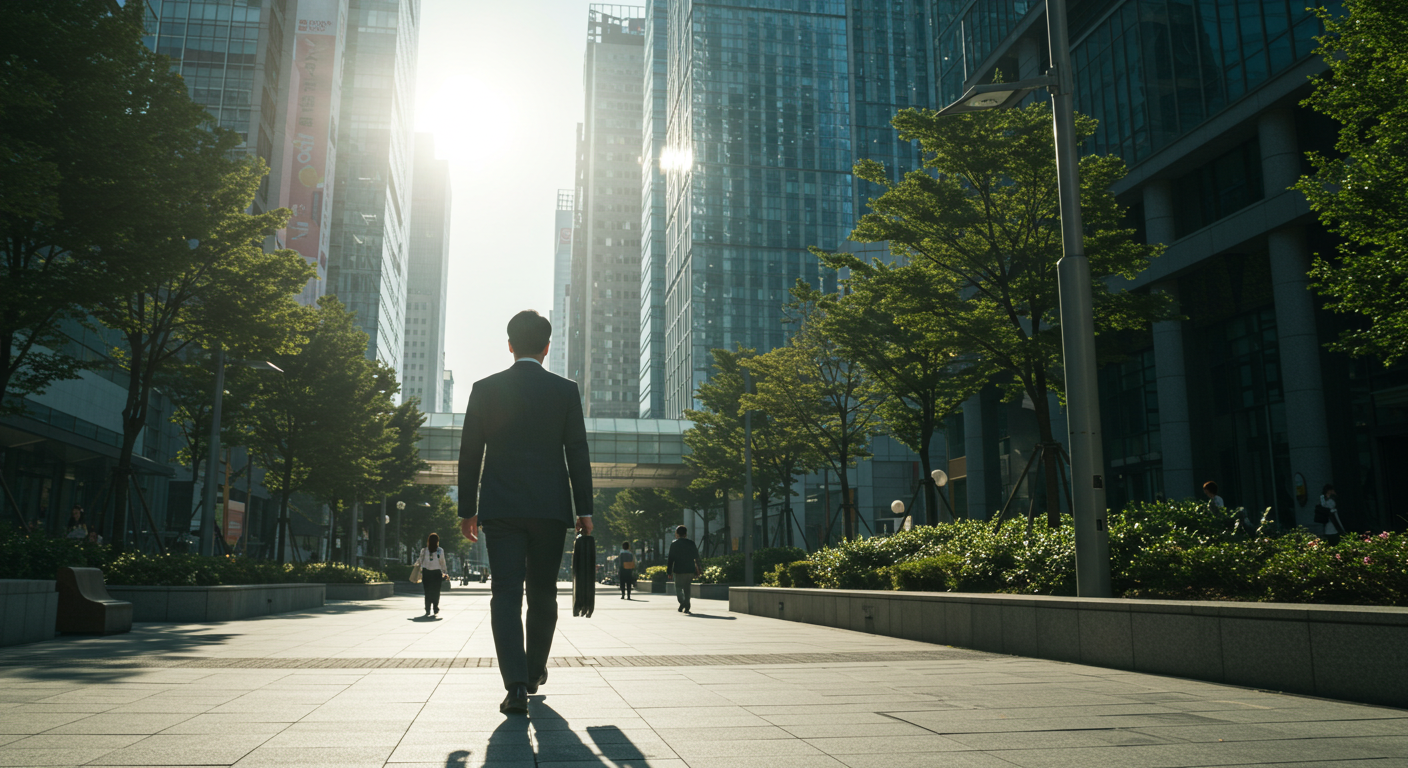 한국 투자시장 분석, 한국 금융가를 걸어가고 있는 모습