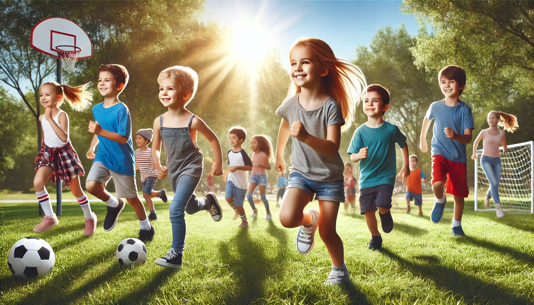 재미있게 뛰어놀고 있는 어린이들의 모습