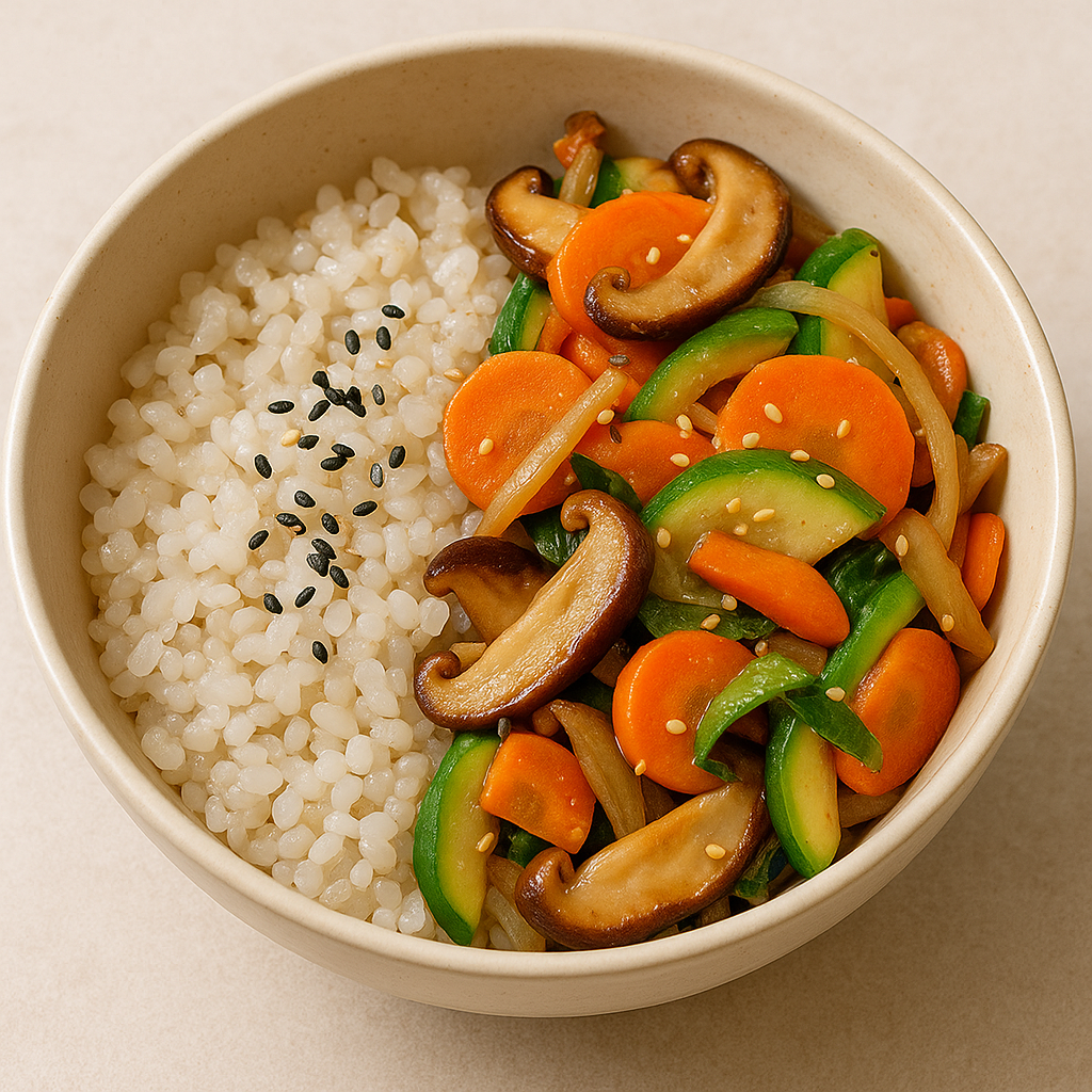 버섯채소볶음 곁들인 곤약밥