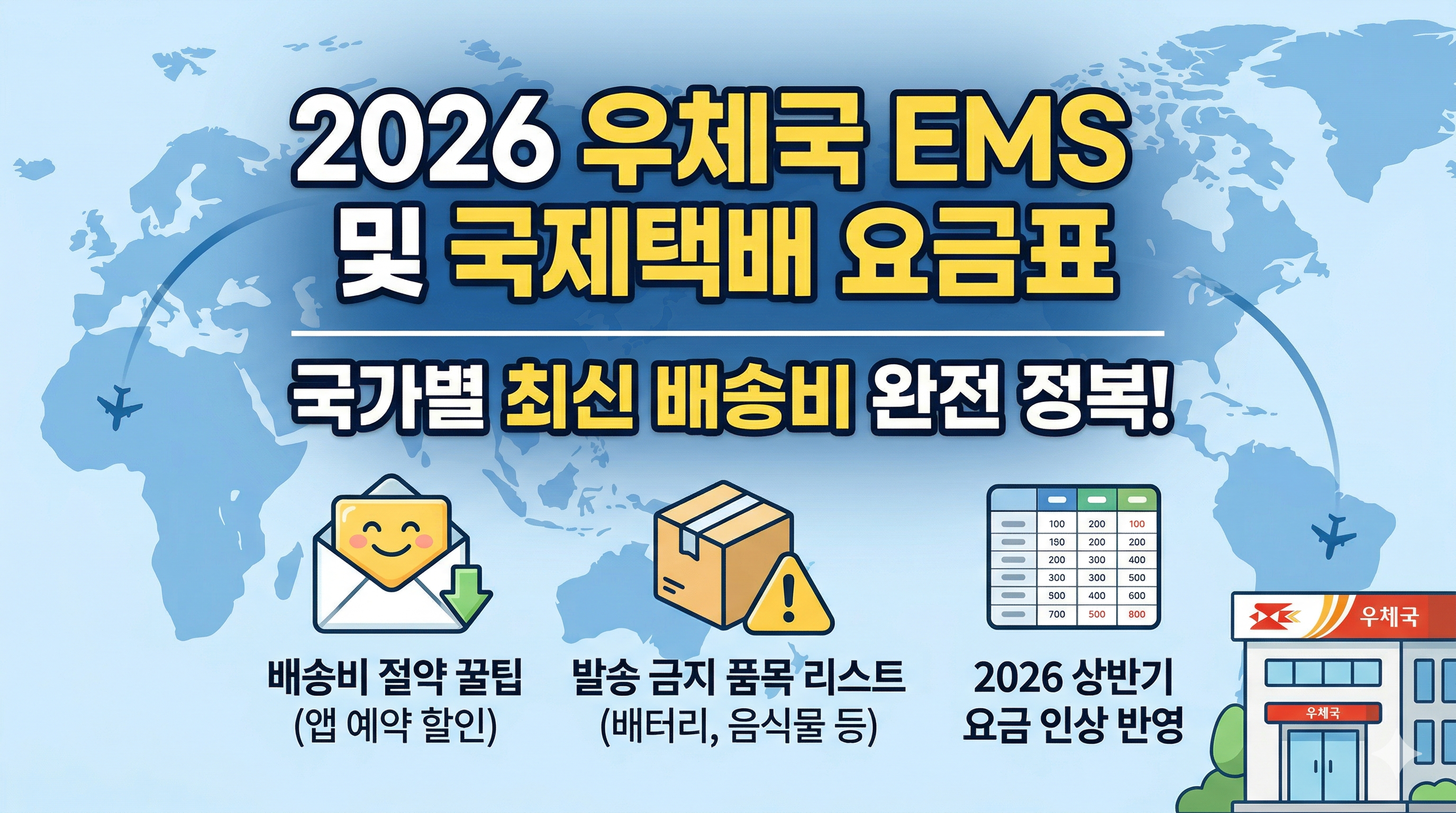 2026년 우체국 EMS 및 국제택배 요금표 총정리: 국가별 배송비 가이드