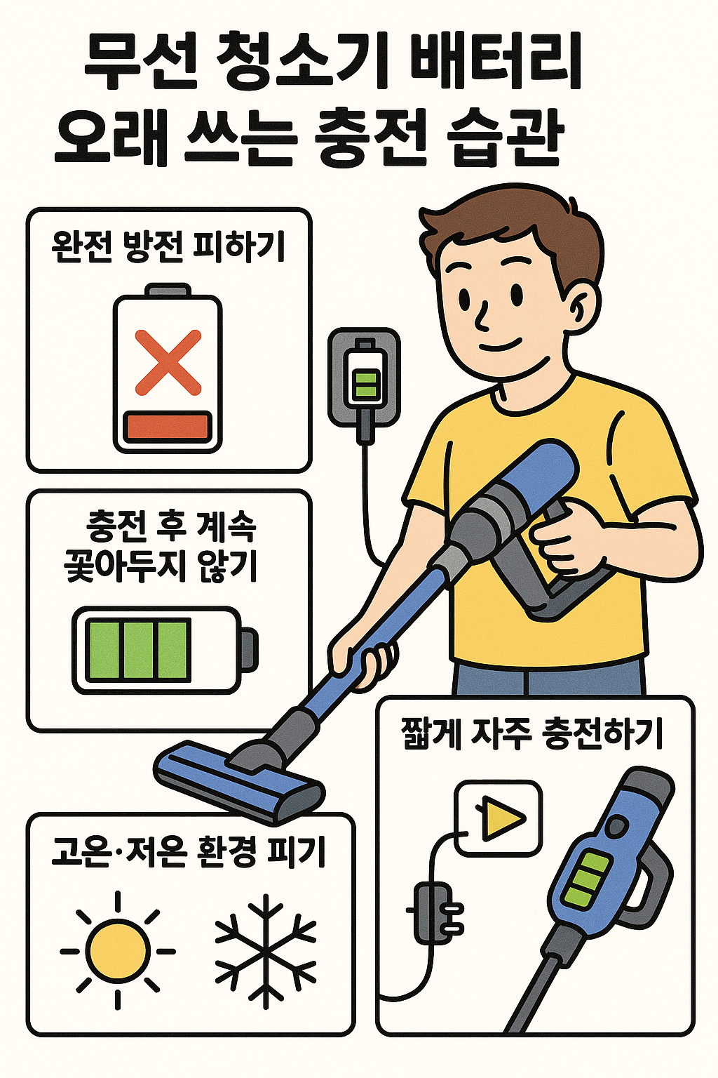 무선 청소기 배터리 오래 쓰는 충전 습관