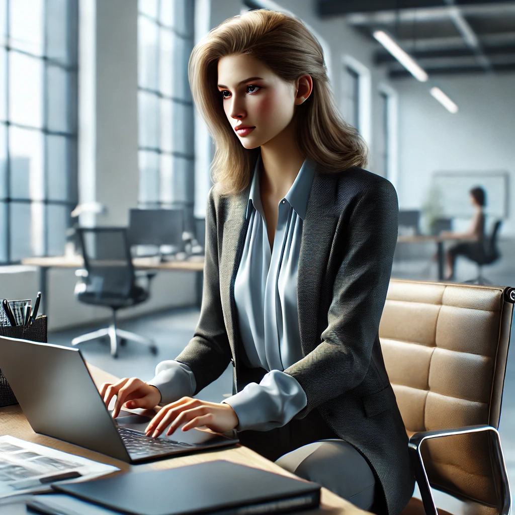 앉아서-일하는-여자